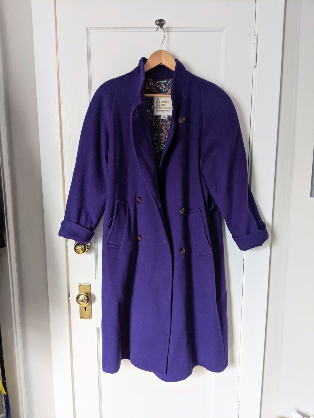 London Fog Deep Purple Double-Breasted Pea Coat